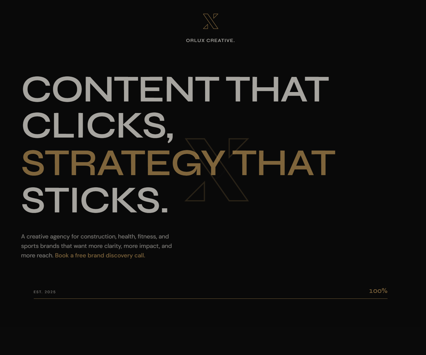 Orlux Creative live website hero screen