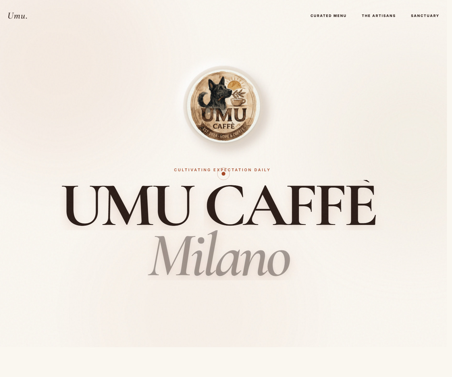 Umu Caffe live website hero screen